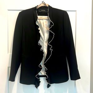 Zara black and white ruffle blazer